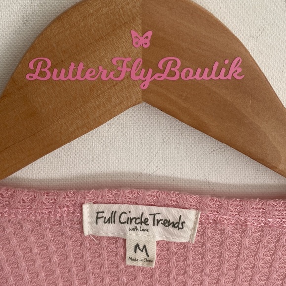 Full circle trends waffle net long sleeve crop top, Size M - Picture 4 of 8